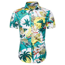 Load image into Gallery viewer, Puimentiua Men's Fashion Print Shirts Casual Button Down Short Sleeve Hawaiian Shirt Beach Holiday Slim Fit Party Shirts Tops