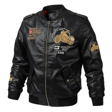 Load image into Gallery viewer, Male Leather Jacket Slim Fit Coat Men Stand Collar jaqueta PU Coats Biker Jackets Casual Motorcycle Faux Fur S-5XL Jacket Fleece