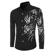 Load image into Gallery viewer, Men's Dragon Print Shirt Long Sleeve Fashion Casual Solid Color Business Slim Simple Soft Street Dress Long Sleeve Men Shirts