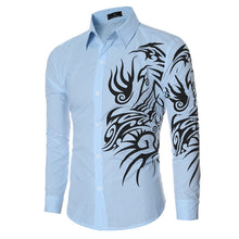 Load image into Gallery viewer, Men's Dragon Print Shirt Long Sleeve Fashion Casual Solid Color Business Slim Simple Soft Street Dress Long Sleeve Men Shirts