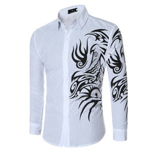 Load image into Gallery viewer, Men's Dragon Print Shirt Long Sleeve Fashion Casual Solid Color Business Slim Simple Soft Street Dress Long Sleeve Men Shirts