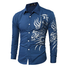 Load image into Gallery viewer, Men's Dragon Print Shirt Long Sleeve Fashion Casual Solid Color Business Slim Simple Soft Street Dress Long Sleeve Men Shirts