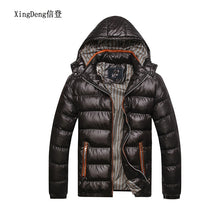 Load image into Gallery viewer, XingDeng Winter fashion warm Jackets Men Hat Detachable top Coat Cotton Outwear Coats Hooded Collar Slim Clothes Thick Parkas