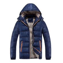 Load image into Gallery viewer, XingDeng Winter fashion warm Jackets Men Hat Detachable top Coat Cotton Outwear Coats Hooded Collar Slim Clothes Thick Parkas