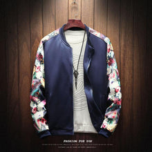 Load image into Gallery viewer, 2019 Floral Fashion Fall Winter Pilot Jacket Men's Patchwork Flowers Long Sleeve Zip Jacket Jacket Men's Bomber Jacket