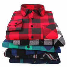 Load image into Gallery viewer, 100% Cotton Flannel Men's Plaid Shirt Slim Fit Spring Autumn Male Brand Casual Long Sleeved Shirts Soft Comfortable 4XL