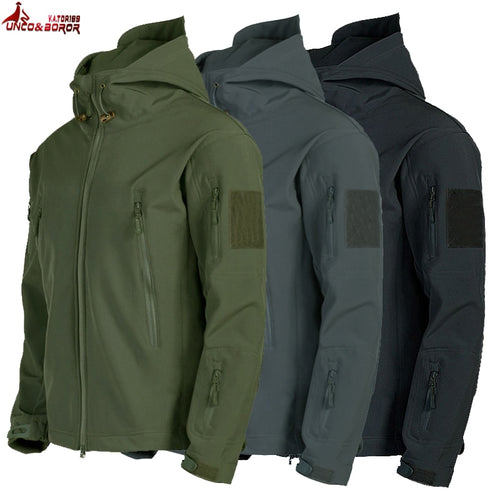 Army Shark Skin Soft Shell Clothes Tactical Windproof Waterproof jacket men Flight Pilot Hood Coat Military Field bomber Jacket