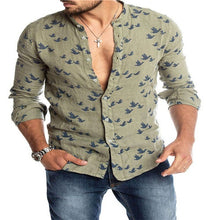 Load image into Gallery viewer, New Men Shirt Long Sleeve Solid Cotton Casual Shirts Shirt V-Neck Cotton Chinese Style Summer Top Slim Fit Long Sleeve Shirts