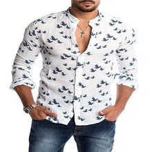 Load image into Gallery viewer, New Men Shirt Long Sleeve Solid Cotton Casual Shirts Shirt V-Neck Cotton Chinese Style Summer Top Slim Fit Long Sleeve Shirts
