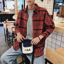 Load image into Gallery viewer, Shirts Men Plaid Long Sleeve All Match Daily Korean Style Mens Hot Sale Loose High Quality Trendy 2019 Leisure Students Shirt