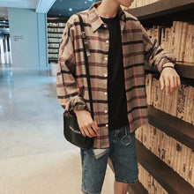 Load image into Gallery viewer, Shirts Men Plaid Long Sleeve All Match Daily Korean Style Mens Hot Sale Loose High Quality Trendy 2019 Leisure Students Shirt