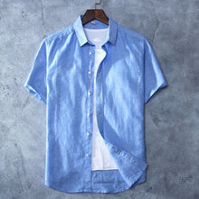 Load image into Gallery viewer, JDDTON New Mens Summer Cotton Linen Shirts Breathable Short Sleeve Casual Fashion Style Loose Solid Color Male Thin Shirts JE108
