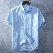 Load image into Gallery viewer, JDDTON New Mens Summer Cotton Linen Shirts Breathable Short Sleeve Casual Fashion Style Loose Solid Color Male Thin Shirts JE108