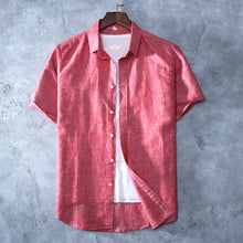 Load image into Gallery viewer, JDDTON New Mens Summer Cotton Linen Shirts Breathable Short Sleeve Casual Fashion Style Loose Solid Color Male Thin Shirts JE108