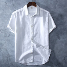 Load image into Gallery viewer, JDDTON New Mens Summer Cotton Linen Shirts Breathable Short Sleeve Casual Fashion Style Loose Solid Color Male Thin Shirts JE108