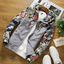 Load image into Gallery viewer, Floral Jacket 2019 Autumn Mens Hooded Jackets Slim Fit Long Sleeve Homme Trendy Windbreaker Coat Brand Clothing Drop Shipping