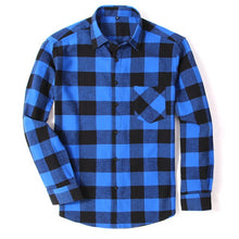 Load image into Gallery viewer, 100% Cotton Flannel Men's Plaid Shirt Slim Fit Spring Autumn Male Brand Casual Long Sleeved Shirts Soft Comfortable 4XL