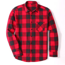 Load image into Gallery viewer, 100% Cotton Flannel Men's Plaid Shirt Slim Fit Spring Autumn Male Brand Casual Long Sleeved Shirts Soft Comfortable 4XL