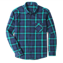 Load image into Gallery viewer, 100% Cotton Flannel Men's Plaid Shirt Slim Fit Spring Autumn Male Brand Casual Long Sleeved Shirts Soft Comfortable 4XL