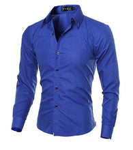 Load image into Gallery viewer, WSGYJ Korean Wild Men Plaid Shirt Slim Fit Casual Long Sleeve Dress Shirt Business Social Men Clothes Plus Size 5XL White