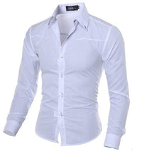 Load image into Gallery viewer, WSGYJ Korean Wild Men Plaid Shirt Slim Fit Casual Long Sleeve Dress Shirt Business Social Men Clothes Plus Size 5XL White